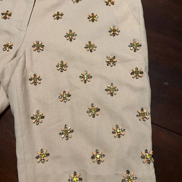 J CREW CAFE CAPRI BEADED EMBELLISHMENT SIZE 8 NWT COLOR BISCUIT - Picture 11 of 16